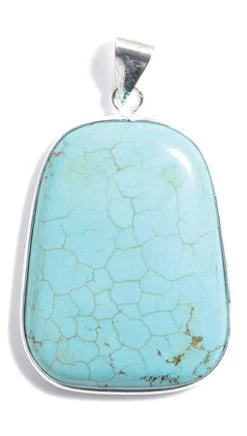 ST612-B: Magnesite Turquoise Pendant Assorted 30x40mm Average - 1 Each
