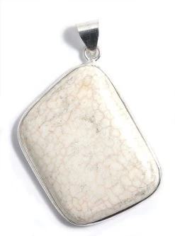 ST615-B: Magnesite White Pendant Assorted 30x40mm Average - 1 Each