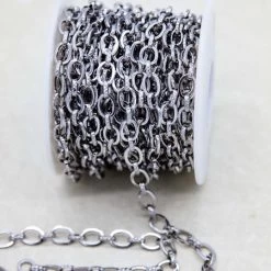 SX75: Designer Chain Textured 8x11mm Oval Cable Chain Stainless Steel Cable Chain - 6 Inches -Handmade Beads Discount Store SX75 SPOOL