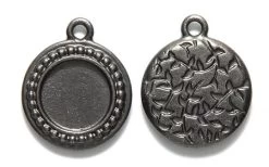 TC2259-GM: Tierracast Frame Beaded Round 23mm Black - 1 Piece