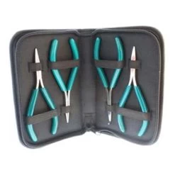 TL5800-SET: Plier Set Micro-Fine 4 Piece Set Includes Case, Chain, Round, Flat, And Bent -Handmade Beads Discount Store TL5800 SET ToolsandSupplies BeadingTools
