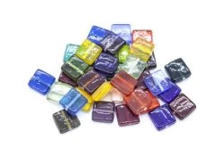 VE525-SQ1: India All Mixed Up Transparent Flat Square 15mm - 100 Grams