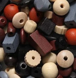 WO525-AR: Czech Wood Blue/Brown Mix Assorted Shapes 50 Grams