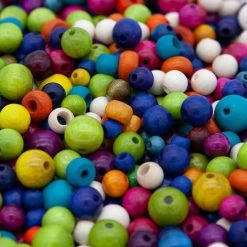 WO525-C: Czech Wood Bead Small Mix Assorted Bright Colors - 200 Grams